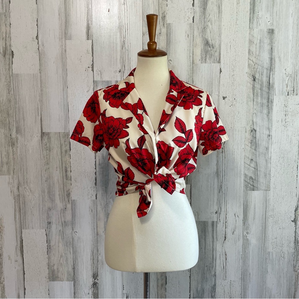 Shein Tropical Print Button-Up Shirt - Picture 9 of 10